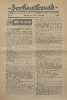 Der Hausfreund : Unterhaltungsbeilage zum „Ostdeutschen Volksblatt”.1930, Nr. 22 (1 Brachmond [Juni])