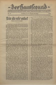 Der Hausfreund : Unterhaltungsbeilage zum „Ostdeutschen Volksblatt”.1930, Nr. 33 (17 Ernting [August])