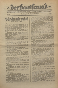 Der Hausfreund : Unterhaltungsbeilage zum „Ostdeutschen Volksblatt”.1930, Nr. 35 (31 Ernting [August])