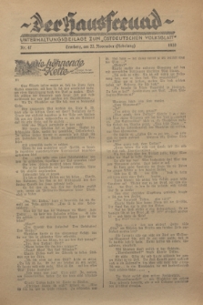 Der Hausfreund : Unterhaltungsbeilage zum „Ostdeutschen Volksblatt”.1930, Nr. 47 (23 Nebelung [November])