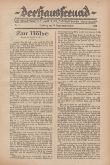 Der Hausfreund : Unterhaltungsbeilage zum „Ostdeutschen Volksblatt”.1929, Nr. 21 (26 Wonnemond [Mai])