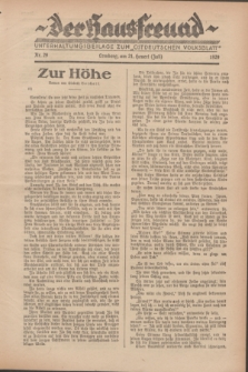 Der Hausfreund : Unterhaltungsbeilage zum „Ostdeutschen Volksblatt”.1929, Nr. 29 (21 Heuert [Juli])