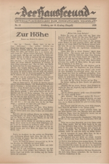 Der Hausfreund : Unterhaltungsbeilage zum „Ostdeutschen Volksblatt”.1929, Nr. 33 (18 Ernting [August])