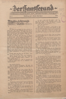 Der Hausfreund : Unterhaltungsbeilage zum „Ostdeutschen Volksblatt”.1931, Nr. 1 (1 Hartung [Jänner])