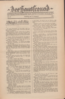 Der Hausfreund : Unterhaltungsbeilage zum „Ostdeutschen Volksblatt”.1931, Nr. 12 (22 Lenzmond [März])