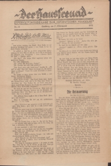 Der Hausfreund : Unterhaltungsbeilage zum „Ostdeutschen Volksblatt”.1931, Nr. 15 (12 Ostermond [April])