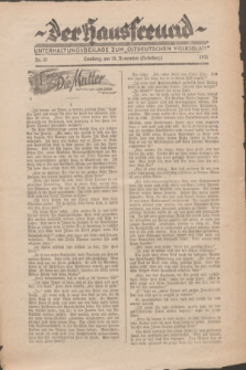 Der Hausfreund : Unterhaltungsbeilage zum „Ostdeutschen Volksblatt”.1931, Nr. 45 (15 Nebelung [November])