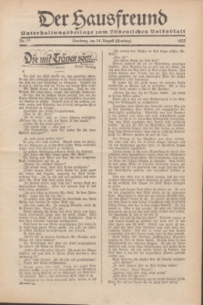 Der Hausfreund : Unterhaltungsbeilage zum „Ostdeutschen Volksblatt”.1932, Nr. 33 (14 Ernting [August])