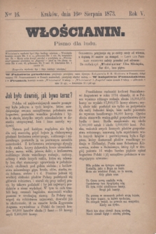 Włościanin : pismo dla ludu.R.5, nr 16 (16 sierpnia 1873)