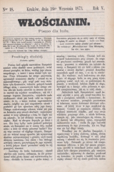 Włościanin : pismo dla ludu.R.5, nr 18 (16 września 1873)