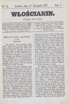 Włościanin : pismo dla ludu.R.5, nr 21 (1 listopada 1873)