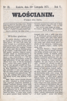 Włościanin : pismo dla ludu.R.5, nr 22 (16 listopada 1873)