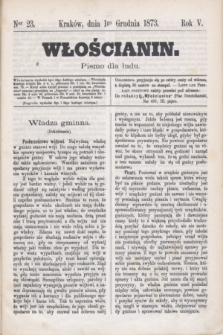 Włościanin : pismo dla ludu.R.5, nr 23 (1 grudnia 1873)