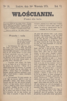 Włościanin : pismo dla ludu.R.6, nr 18 (16 września 1874)