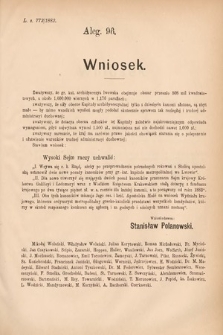 [Kadencja IV, sesja V, al. 96] Alegata do Sprawozdań Stenograficznych z Piątej Sesyi Czwartego Peryodu Sejmu Krajowego Królestwa Galicyi i Lodomeryi wraz z Wielkiem Księstwem Krakowskiem z roku 1882. Alegat 96