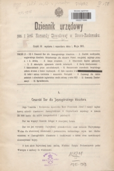 Dziennik urzędowy ces. i król. Komendy Obwodowej w Nowo-Radomsku.1915, cz. 3 (1 maja)