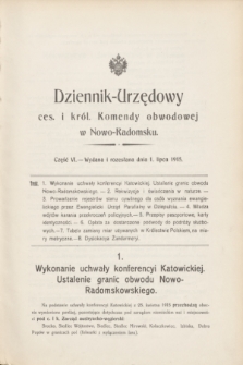Dziennik-Urzędowy ces. i król. Komendy obwodowej w Nowo-Radomsku.1915, cz. 6 (1 lipca)