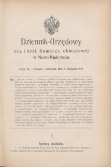 Dziennik-Urzędowy ces. i król. Komendy obwodowej w Nowo-Radomsku.1915, cz. 11 (5 listopada)