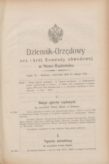 Dziennik Urzędowy Ces. i Król. Komendy Obwodowej w Nowo-Radomsku.1916, cz. 6 (13 lutego) + dod.