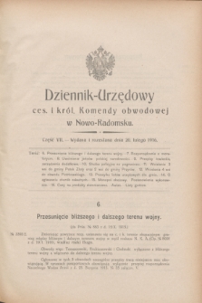 Dziennik Urzędowy Ces. i Król. Komendy Obwodowej w Nowo-Radomsku.1916, cz. 7 (20 lutego)