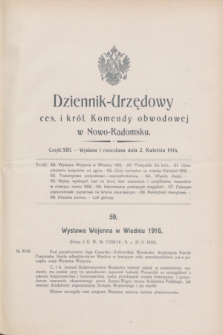 Dziennik Urzędowy Ces. i Król. Komendy Obwodowej w Nowo-Radomsku.1916, cz. 13 (2 kwietnia) + dod.