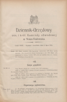Dziennik Urzędowy Ces. i Król. Komendy Obwodowej w Nowo-Radomsku.1916, cz. 27 (9 lipca)