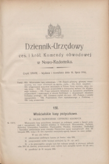 Dziennik Urzędowy Ces. i Król. Komendy Obwodowej w Nowo-Radomsku.1916, cz. 28 (16 lipca)