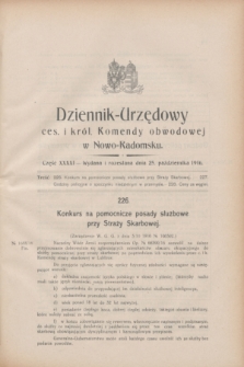 Dziennik Urzędowy Ces. i Król. Komendy Obwodowej w Nowo-Radomsku.1916, cz. 41 (25 października)