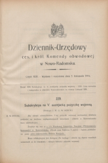 Dziennik-Urzędowy ces. i król. Komendy obwodowej w Nowo-Radomsku.1916, cz. 42 (5 listopada)