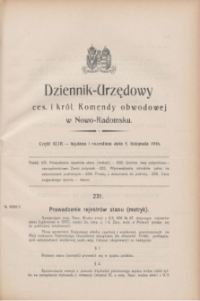 Dziennik-Urzędowy ces. i król. Komendy obwodowej w Nowo-Radomsku.1916, cz. 43 (5 listopada)