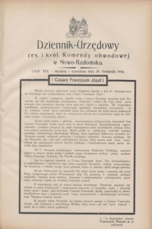 Dziennik-Urzędowy ces. i król. Komendy obwodowej w Nowo-Radomsku.1916, cz. 45 (24 listopada)