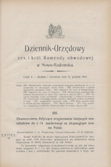 Dziennik-Urzędowy ces. i król. Komendy obwodowej w Nowo-Radomsku.1916, cz. 50 (31 grudnia)