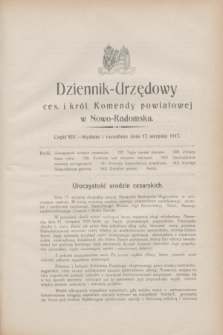 Dziennik-Urzędowy ces. i król. Komendy powiatowej w Nowo-Radomsku.1917, cz. 14 (17 sierpnia)