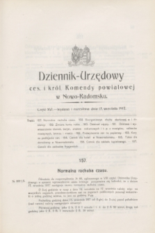 Dziennik-Urzędowy ces. i król. Komendy powiatowej w Nowo-Radomsku.1917, cz. 16 (15 września)