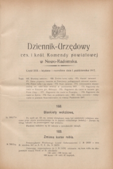 Dziennik-Urzędowy ces. i król. Komendy powiatowej w Nowo-Radomsku.1917, cz. 17 (1 października)