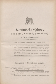 Dziennik-Urzędowy ces. i król. Komendy powiatowej w Nowo-Radomsku.1918, cz. 6 (1 czerwca)