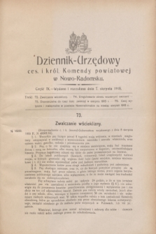 Dziennik-Urzędowy ces. i król. Komendy powiatowej w Nowo-Radomsku.1918, cz. 9 (7 sierpnia)