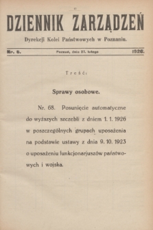 Dziennik Zarządzeń Dyrekcji Kolei Państwowych w Poznaniu.1926, nr 6 (27 lutego)