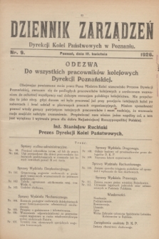Dziennik Zarządzeń Dyrekcji Kolei Państwowych w Poznaniu.1926, nr 9 (10 kwietnia)