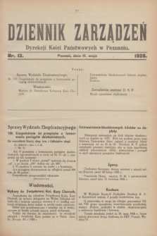 Dziennik Zarządzeń Dyrekcji Kolei Państwowych w Poznaniu.1926, nr 13 (15 maja)