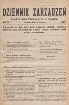 Dziennik Zarządzeń Dyrekcji Kolei Państwowych w Poznaniu.1927, nr 2 (20 stycznia)