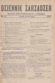 Dziennik Zarządzeń Dyrekcji Kolei Państwowych w Poznaniu.1927, nr 4 (15 lutego)