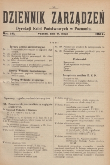 Dziennik Zarządzeń Dyrekcji Kolei Państwowych w Poznaniu.1927, nr 14 (14 maja)