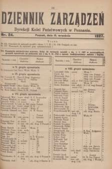 Dziennik Zarządzeń Dyrekcji Kolei Państwowych w Poznaniu.1927, nr 24 (15 września)