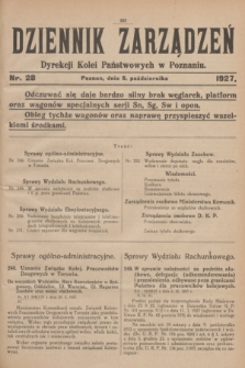 Dziennik Zarządzeń Dyrekcji Kolei Państwowych w Poznaniu.1927, nr 28 (8 października)