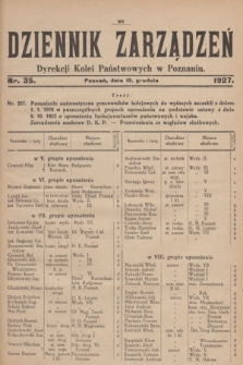 Dziennik Zarządzeń Dyrekcji Kolei Państwowych w Poznaniu.1927, nr 34 (10 grudnia)