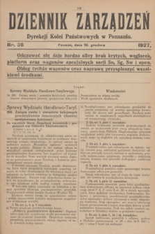 Dziennik Zarządzeń Dyrekcji Kolei Państwowych w Poznaniu.1927, nr 35 (19 grudnia)