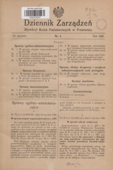 Dziennik Zarządzeń Dyrekcji Kolei Państwowych w Poznaniu.1928, nr 1 (15 stycznia)