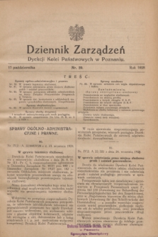 Dziennik Zarządzeń Dyrekcji Kolei Państwowych w Poznaniu.1928, nr 20 (17 października)