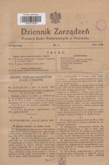 Dziennik Zarządzeń Dyrekcji Kolei Państwowych w Poznaniu.1929, nr 1 (15 stycznia)